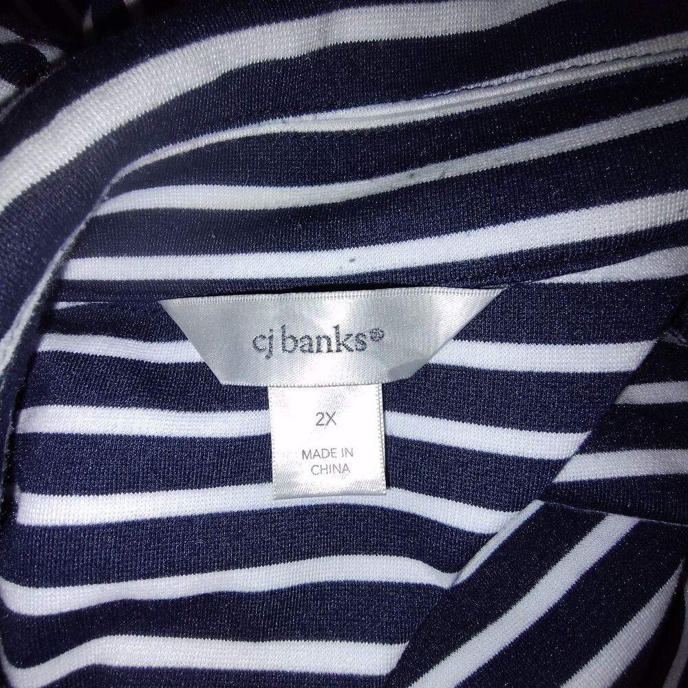 CJ Banks Women’s Blue Striped Classic Style Blazer Jacket Size 2X BG19 - Picture 4 of 4